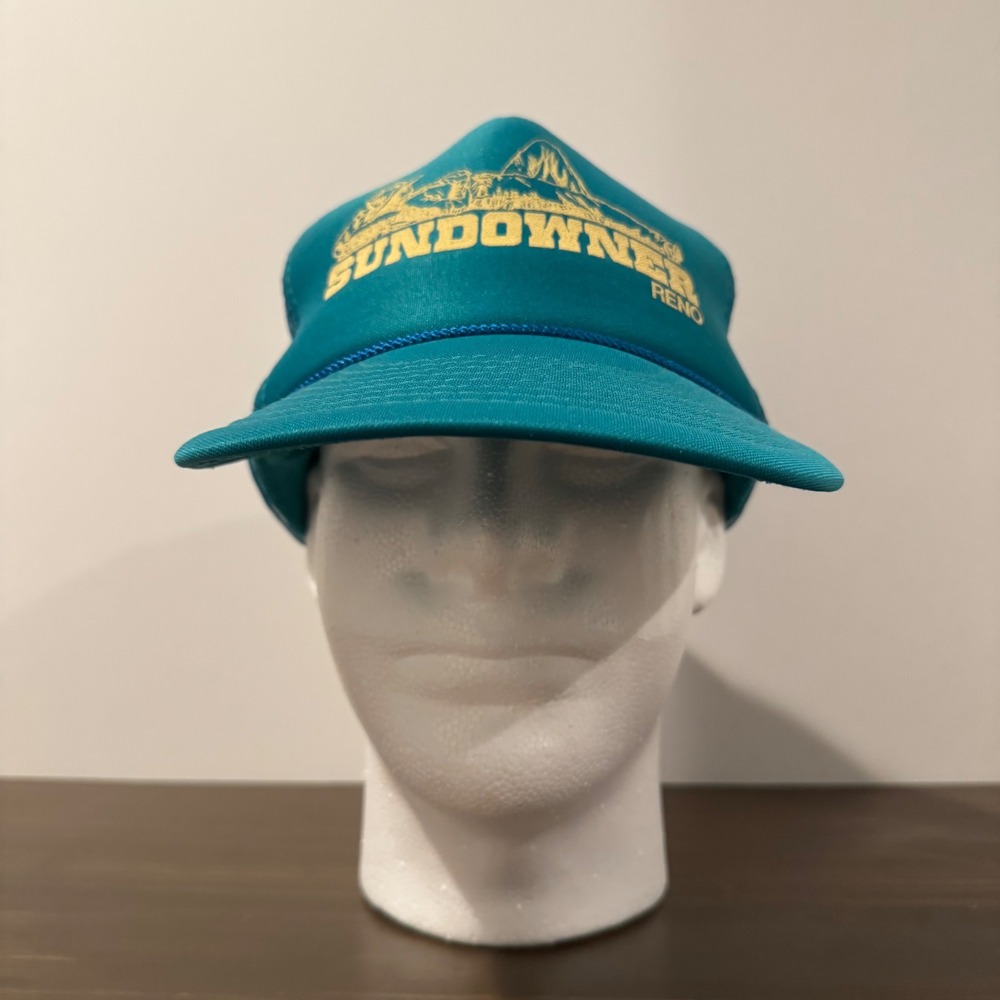 Vintage Otto Cap Sundowner Reno Trucker Hat Mesh Snapback Teal Rope‎ OSFM